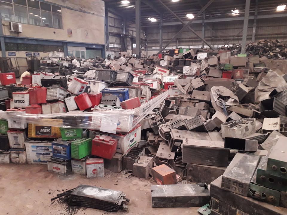 Drained Lead Car Battery Scraps